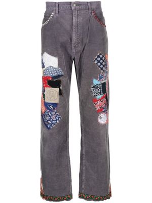 Children Of The Discordance patchwork-detail straight-leg jeans - Grey