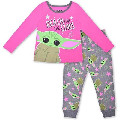Children's Apparel Network Toddler Grogu Pink/Gray The Mandalorian Graphic Long Sleeve T-Shirt & Jogger Set