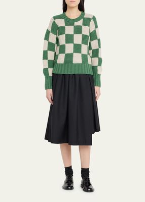 Chimera Cashmere Colorblock Check Sweater