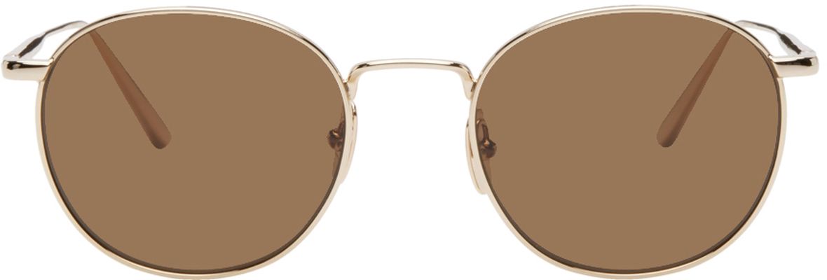 CHIMI Gold & Brown Steel Round Sunglasses