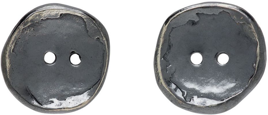 Chin Teo Silver Button Stud Earrings