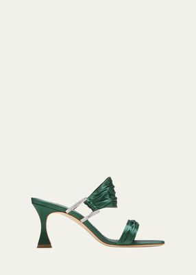 Chinap Ruched Satin Mule Sandals