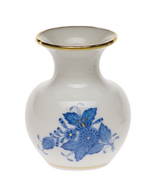 Chinese Bouquet Blue Medium Bud Vase with Lip