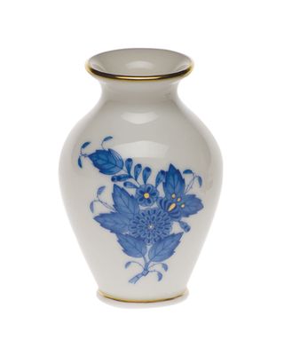 Chinese Bouquet Blue Small Bud Vase with Lip