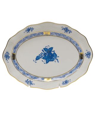Chinese Bouquet Blue Small Oval Dish