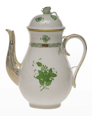 Chinese Bouquet Green Coffee Pot with Rose