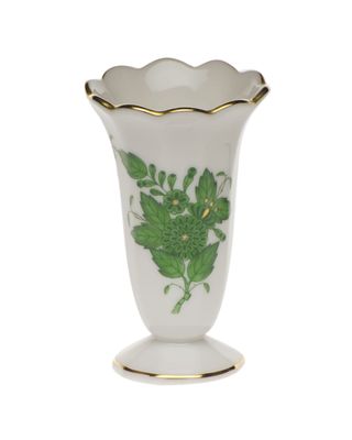 Chinese Bouquet Green Scalloped Bud Vase
