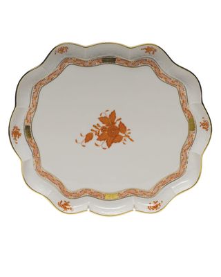 Chinese Boutique Rust Scalloped Tray