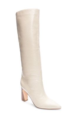 Chinese Laundry Frankie Croc Embossed Knee High Boot in Cream