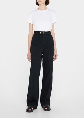Chino High Rise Straight Relaxed Jeans