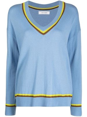 Chinti and Parker contrast-trim knitted sweater - Blue
