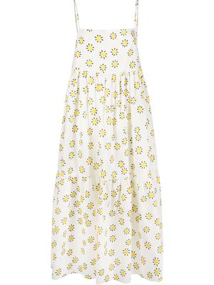 Chinti and Parker floral-print tiered sun dress - White