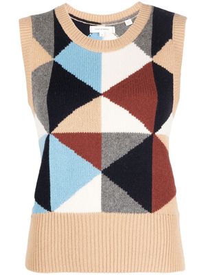 Chinti and Parker geometric-pattern knitted vest - Neutrals