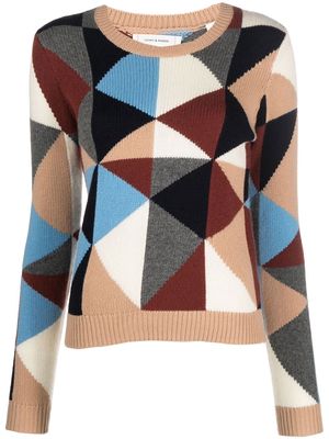 Chinti and Parker geometric-print long-sleeved sweater - Blue