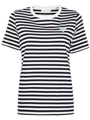 Chinti and Parker heart-embroidered striped T-shirt - Blue