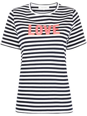 Chinti and Parker Love slogan-print striped T-shirt - Blue