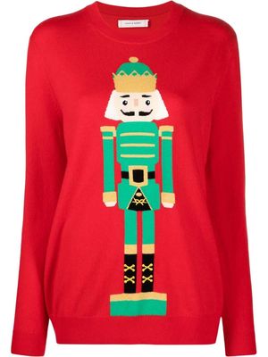 Chinti and Parker nutcracker-instarsia sweater - Red