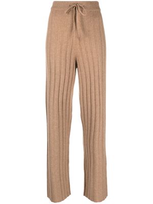 Chinti and Parker ribbed-knit wide-leg trousers - Brown