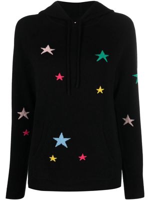 Chinti and Parker Star intarsia-knit hoodie - Black