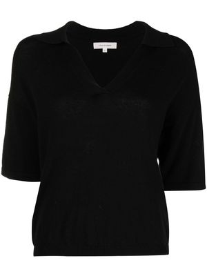 Chinti and Parker V-neck knitted polo top - Black