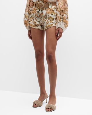 Chintz Floral Linen Mini Shorts