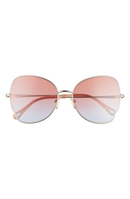 Chloe 59mm Gradient Butterfly Sunglasses in Gold/Rose