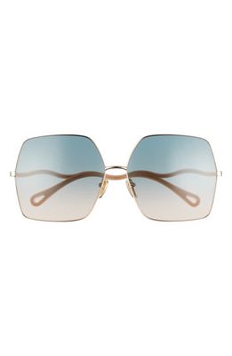 Chloe 64mm Gradient Oversize Square Sunglasses in Gold 2