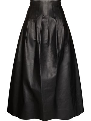 Chloé A-line leather midi skirt - Black