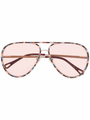 Chloé Eyewear camouflage-print pilot sunglasses - Pink
