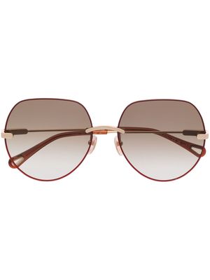 Chloé Eyewear engraved-logo round-frame sunglasses - Red