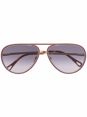 Chloé Eyewear gradient-lens pilot-frame sunglasses - Gold