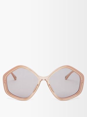 Chloé Eyewear - Kheene Oversized Acetate Sunglasses - Womens - Nude Grey
