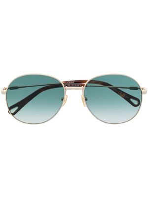 Chloé Eyewear logo-engraved pilot-frame sunglasses - Brown