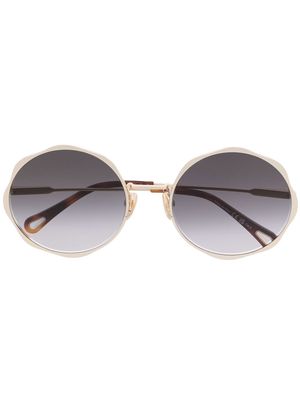Chloé Eyewear logo-engraved round-frame sunglasses - Gold