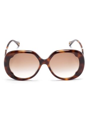 Chloé Eyewear logo-lettering oversize-frame sunglasses - Brown