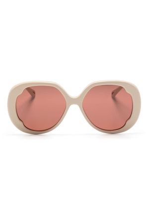 Chloé Eyewear logo-print oversize-frame sunglasses - Neutrals