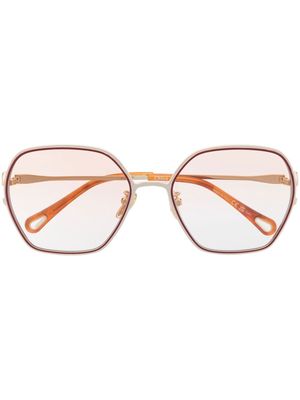 Chloé Eyewear oversized-frame sunglasses - 004 GOLD GOLD PINK