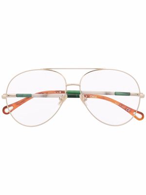 Chloé Eyewear patterned pilot-frame glasses - Gold