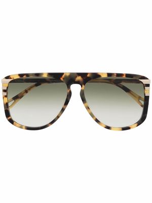 Chloé Eyewear tortoiseshell-effect pilot-frame sunglasses - Brown