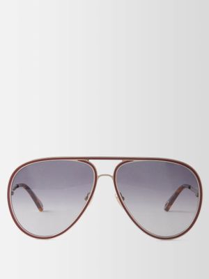 Chloé Eyewear - Vitto Aviator Metal Sunglasses - Womens - Burgundy Blue