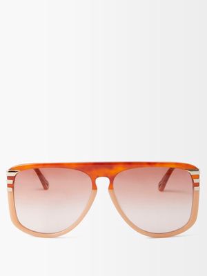 Chloé Eyewear - West D-frame Bi-colour Acetate Sunglasses - Womens - Brown Multi