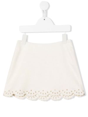 Chloé Kids A-line scallop cotton skirt - White