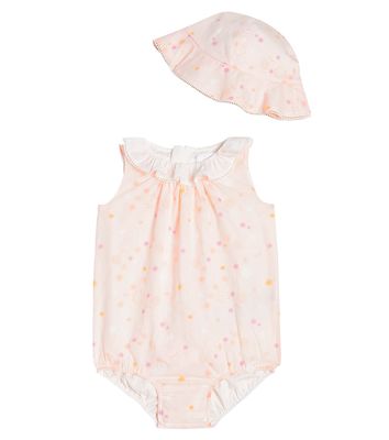 Chloé Kids Baby cotton playsuit and sunhat set