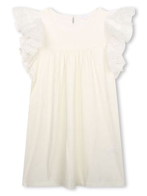 Chloé Kids broderie-anglaise pleated dress - White