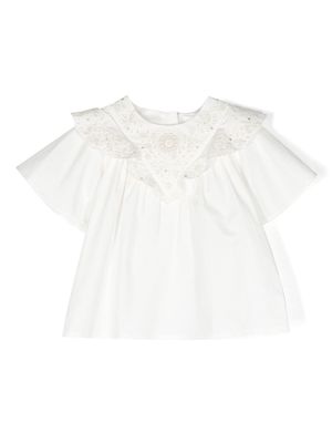 Chloé Kids broderie anglaise poplin blouse - White