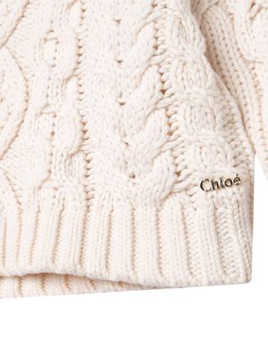 Chloé Kids cable-knit roll-neck jumper - Neutrals