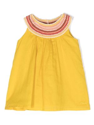 Chloé Kids collar-neck flared dress - Yellow