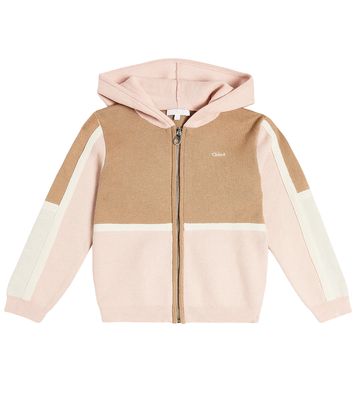 Chloé Kids Colorblocked cotton and wool hoodie