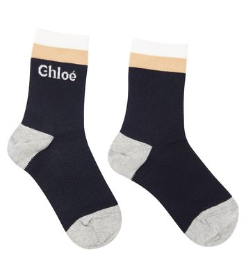 Chloé Kids Colorblocked cotton-blend socks