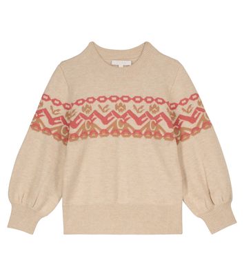 Chloé Kids Cotton and wool intarsia sweater